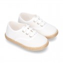 LINEN canvas Bamba type espadrille shoes with ties closure.