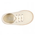 LINEN canvas Bamba type espadrille shoes with ties closure.