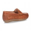 Classic LEATHER color Moccasin shoes with detail mask.