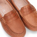 Classic LEATHER color Moccasin shoes with detail mask.