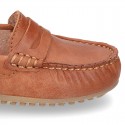 Classic LEATHER color Moccasin shoes with detail mask.