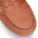 Classic LEATHER color Moccasin shoes with detail mask.