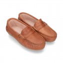 Classic LEATHER color Moccasin shoes with detail mask.