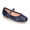 New Extra soft Nappa leather stylized Mary Janes with buckle fastening.