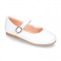New Extra soft Nappa leather stylized Mary Janes with buckle fastening.