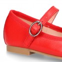 New Extra soft Nappa leather stylized Mary Janes with buckle fastening.