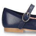 New Extra soft Nappa leather stylized Mary Janes with buckle fastening.