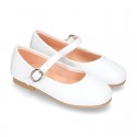 New Extra soft Nappa leather stylized Mary Janes with buckle fastening.