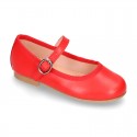 New Extra soft Nappa leather stylized Mary Janes with buckle fastening.