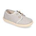 LINEN canvas Laces up shoes espadrille style in pastel colors.