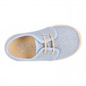 LINEN canvas Laces up shoes espadrille style in pastel colors.