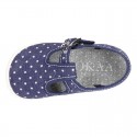 New STARS print design cotton canvas T-Strap shoes.