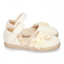 CEREMONY Linen canvas espadrille shoes with Ribbon and Flower design.