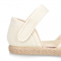 CEREMONY Linen canvas espadrille shoes with Ribbon and Flower design.