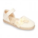 CEREMONY Linen canvas espadrille shoes with Ribbon and Flower design.