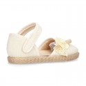 CEREMONY Linen canvas espadrille shoes with Ribbon and Flower design.