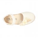 CEREMONY Linen canvas espadrille shoes with Ribbon and Flower design.