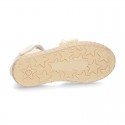 CEREMONY Linen canvas espadrille shoes with Ribbon and Flower design.