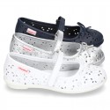 FLOWER IMPRESSED washable leather Mary Janes style with velcro strap and bow for girls.