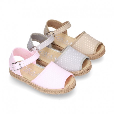 POLKA cotton canvas little espadrille shoes SANDAL style.