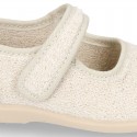 Terry cloth Home shoes SANDAL style with velcro strap.