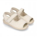 Terry cloth Home shoes SANDAL style with velcro strap.