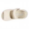 Terry cloth Home shoes SANDAL style with velcro strap.