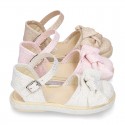 Metal canvas espadrille shoes with BOW design.