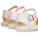 Metal canvas espadrille shoes with BOW design.