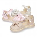 Metal canvas espadrille shoes with BOW design.