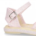 Metal canvas espadrille shoes with BOW design.