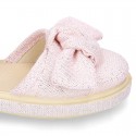 Metal canvas espadrille shoes with BOW design.