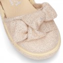 Metal canvas espadrille shoes with BOW design.