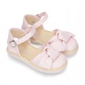 Metal canvas espadrille shoes with BOW design.