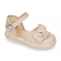 Metal canvas espadrille shoes with BOW design.