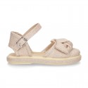 Metal canvas espadrille shoes with BOW design.