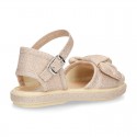 Metal canvas espadrille shoes with BOW design.