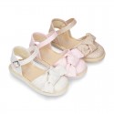 Metal canvas espadrille shoes with BOW design.