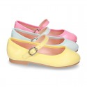 New Extra soft Nappa leather stylized Mary Janes in FASHION colors with buckle fastening.