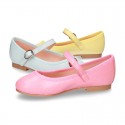 New Extra soft Nappa leather stylized Mary Janes in FASHION colors with buckle fastening.