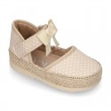 LITTLE POLKA COTTON canvas baby espadrille shoes with BUTTERFLY design and velcro strap.