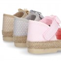 LITTLE POLKA COTTON canvas baby espadrille shoes with BUTTERFLY design and velcro strap.