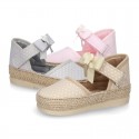 LITTLE POLKA COTTON canvas baby espadrille shoes with BUTTERFLY design and velcro strap.