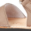 EXTRA SOFT nappa leather kids Menorquina sandals with flexible outsole and hook and loop strap.