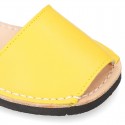 EXTRA SOFT nappa leather kids Menorquina sandals with flexible outsole and hook and loop strap.