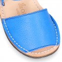 EXTRA SOFT nappa leather kids Menorquina sandals with flexible outsole and hook and loop strap.