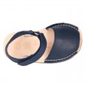 EXTRA SOFT nappa leather kids Menorquina sandals with flexible outsole and hook and loop strap.