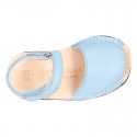 EXTRA SOFT leather kids Menorquina sandals with hook and loop strap in pastel colors.