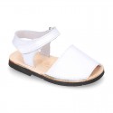 SOFT leather Menorquina sandals with hook and loop strap.