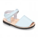 SOFT leather Menorquina sandals with hook and loop strap.